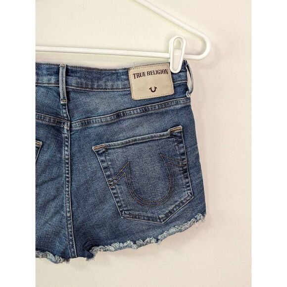 Tru Religion Scout Boyfriend Mullet Hem Short Denim Cutoff Shorts - Size 26 - Picture 8 of 11